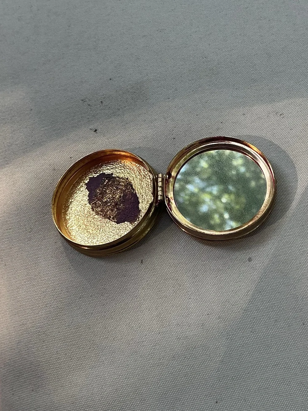 Gold-Tone Filigree Round Trinket Box with Colored Accents